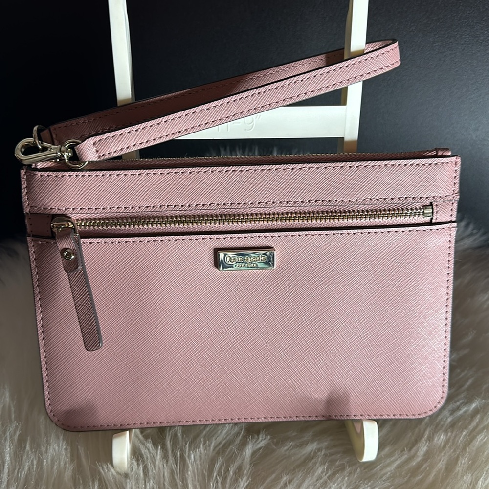 Kate Spade Saffiano Leather Tinie Laurel Way Wristlet Wallet Dusty Peony Pink